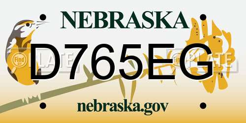 D765EG Nebraska License Plate