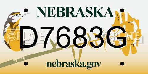 D7683G Nebraska License Plate