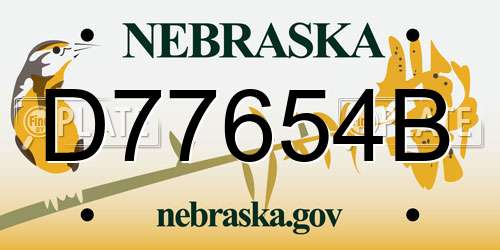 D77654B Nebraska License Plate