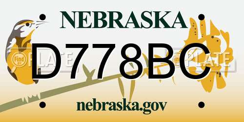 D778BC Nebraska License Plate