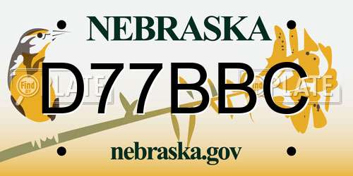 D77BBC Nebraska License Plate