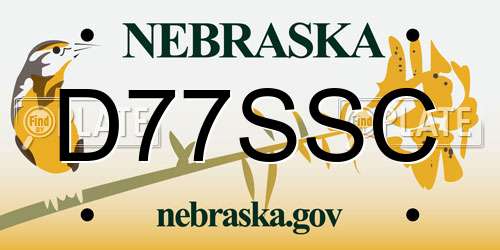 D77SSC Nebraska License Plate