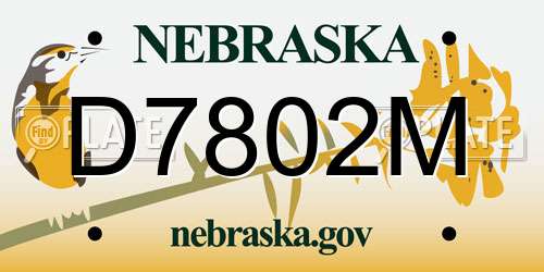 D7802M Nebraska License Plate