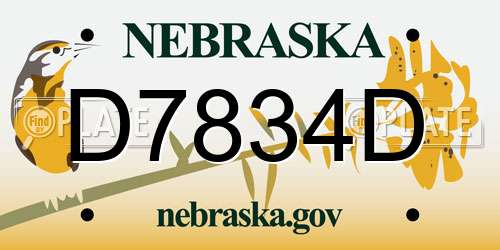 D7834D Nebraska License Plate