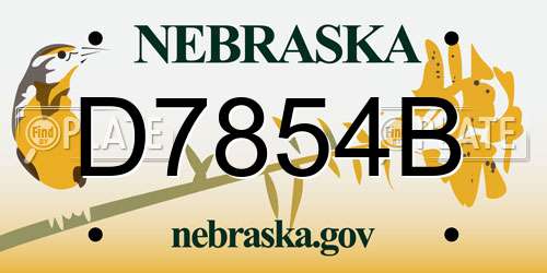 D7854B Nebraska License Plate