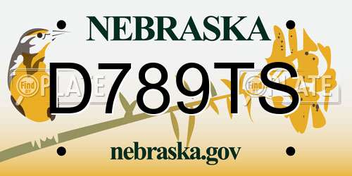 D789TS Nebraska License Plate