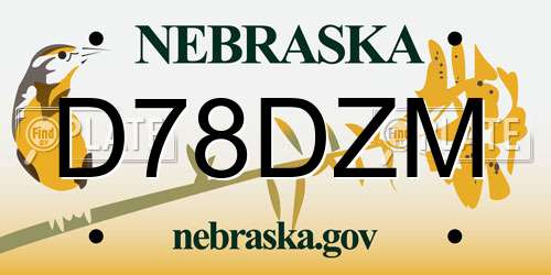 D78DZM Nebraska License Plate