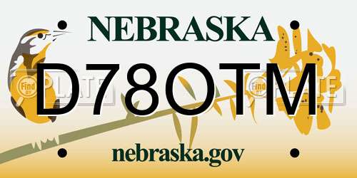 D78OTM Nebraska License Plate