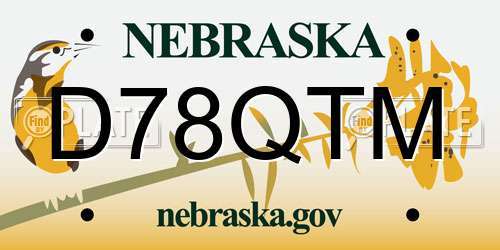 D78QTM Nebraska License Plate