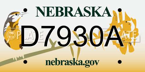 D7930A Nebraska License Plate