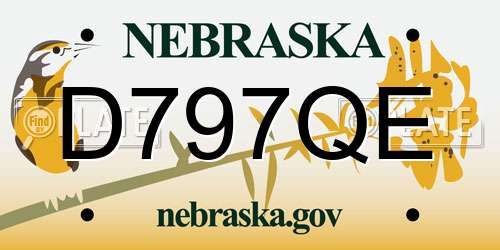 D797QE Nebraska License Plate