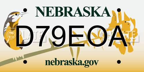 D79EOA Nebraska License Plate