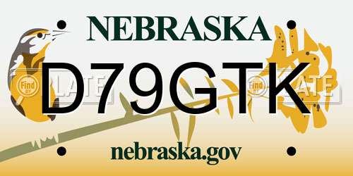 D79GTK Nebraska License Plate