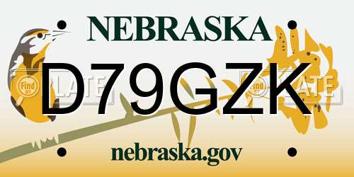 D79GZK Nebraska License Plate