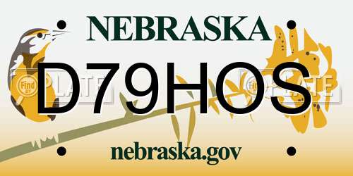 D79HOS Nebraska License Plate