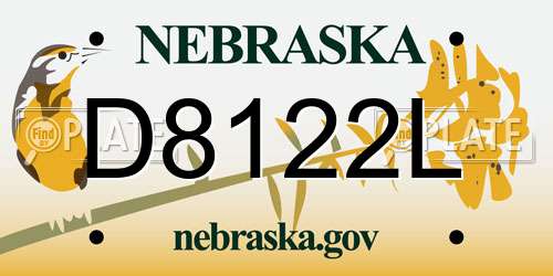 D8122L Nebraska License Plate