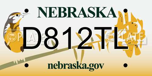 D812TL Nebraska License Plate