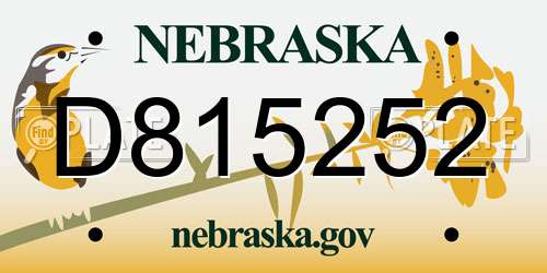 D815252 Nebraska License Plate