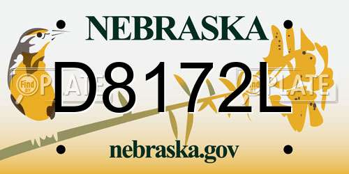 D8172L Nebraska License Plate