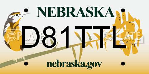 D81TTL Nebraska License Plate