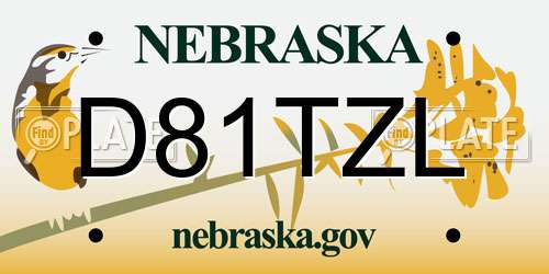 D81TZL Nebraska License Plate