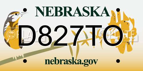 D827TO Nebraska License Plate