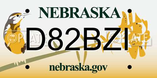 D82BZI Nebraska License Plate