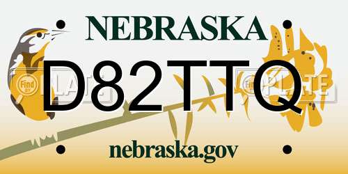 D82TTQ Nebraska License Plate