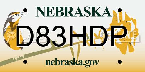 D83HDP Nebraska License Plate