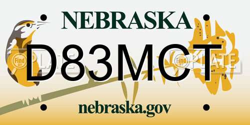 D83MCT Nebraska License Plate