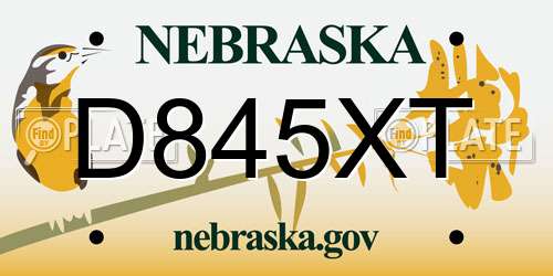 D845XT Nebraska License Plate