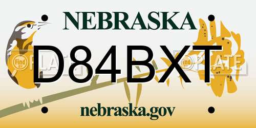 D84BXT Nebraska License Plate