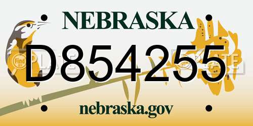 D854255 Nebraska License Plate