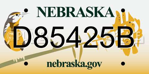 D85425B Nebraska License Plate