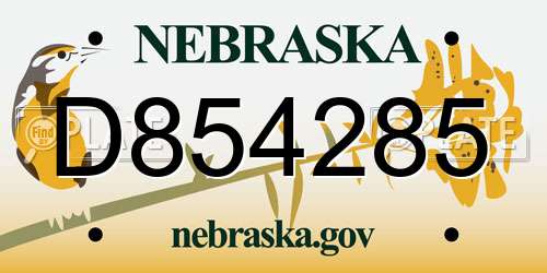 D854285 Nebraska License Plate