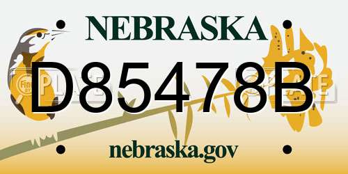 D85478B Nebraska License Plate