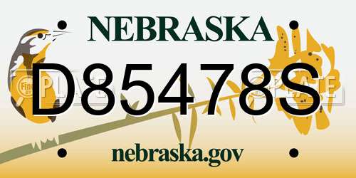 D85478S Nebraska License Plate
