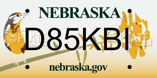 D85KBI Nebraska License Plate