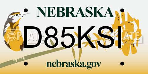 D85KSI Nebraska License Plate