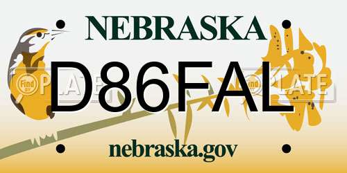 D86FAL Nebraska License Plate