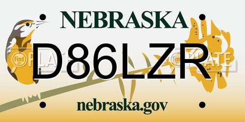 D86LZR Nebraska License Plate
