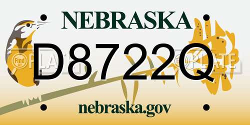 D8722Q Nebraska License Plate
