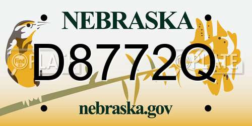 D8772Q Nebraska License Plate
