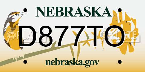 D877TO Nebraska License Plate