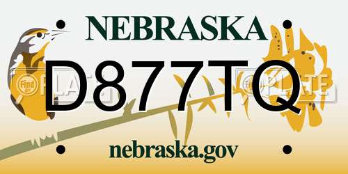 D877TQ Nebraska License Plate