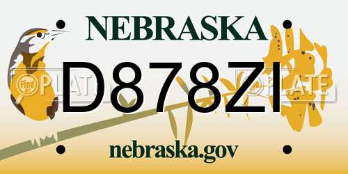 D878ZI Nebraska License Plate
