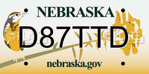 D87TTD Nebraska License Plate