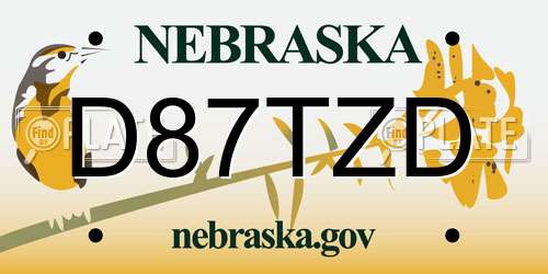 D87TZD Nebraska License Plate
