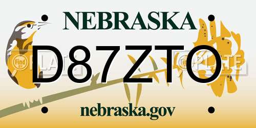 D87ZTO Nebraska License Plate