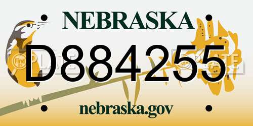 D884255 Nebraska License Plate
